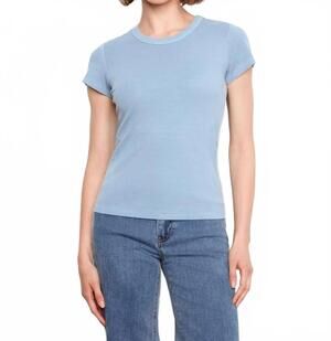 NEW CHARLIE B tencel rib crew neck t shirt in blue
